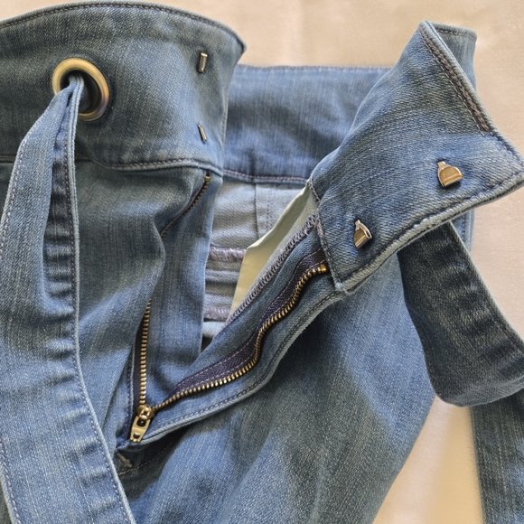 Express Modern Retro Wide Leg Super High Rise Denim Blue Jeans 4 - Picture 8 of 14